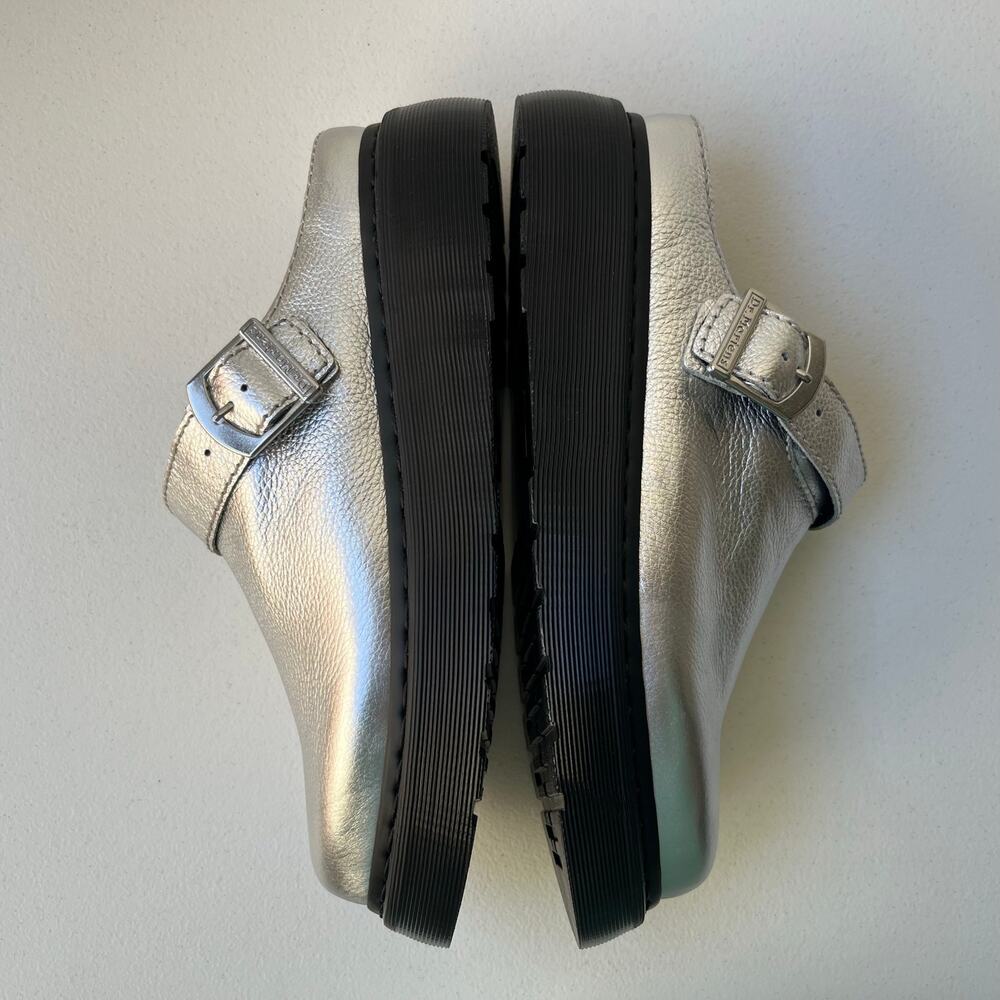 Dr Martens Laketen Slingback Mules Leather Clogs Men Size 12 Metallic Silver NEW - Picture 5 of 13